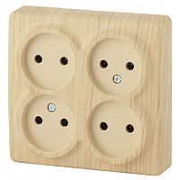 Розетка без заземления накладная Эра Эксперт 4-м. сосна картинка